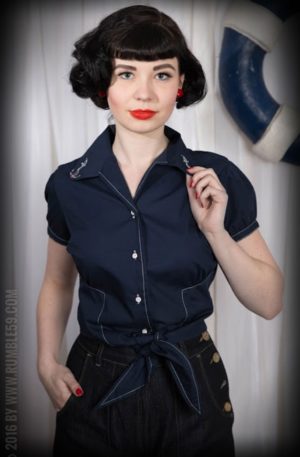 Rumble59 Ladies – Bluse Anchors Aweigh! von Rockabilly Rules