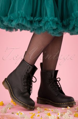 1460 Greasy Ankle Boots in Black