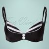 50s Joelle Stripes Bikini Top in Black and White