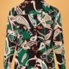 60s Camisa Paisley Blouse in Black and Green
