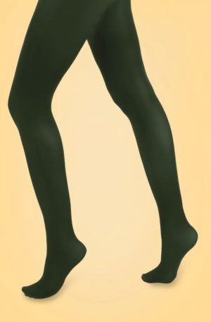 60s Opaque Tights in Forest Green