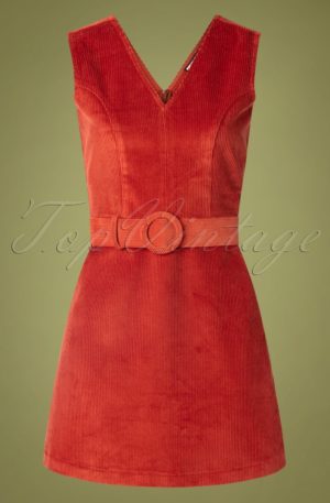 60s Viva La Groove Dress in Rust Red