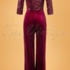 70s Sigourney Sequin Velvet Jumpsuit in Wine