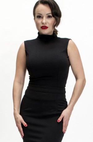 Bettie Page Clothing – Nicole Top, schwarz von Rockabilly Rules