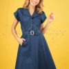 50s Seaside Diner Dress in Chambray Blue