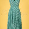 60s Skylar Pleated Wrap Dress in Minty Teal