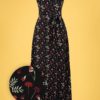 70s Thelma Pressed Flower Maxi Dress in Black