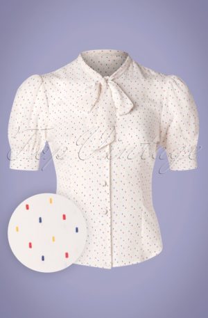 40s Melody Sprinkles Blouse in White