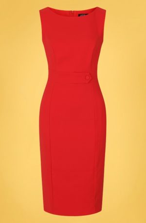 50s Aretha Wiggle Dress in Lipstick Red