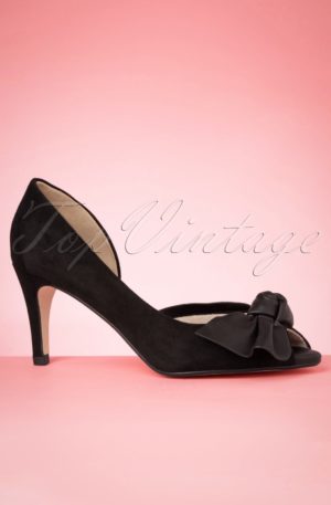 50s The Perfect Bow Peeptoe Pumps in Black