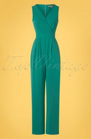 60s Wrap Me Up Jumpsuit in Sea Green