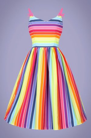 50s Over The Rainbow Swing Dress in Multi