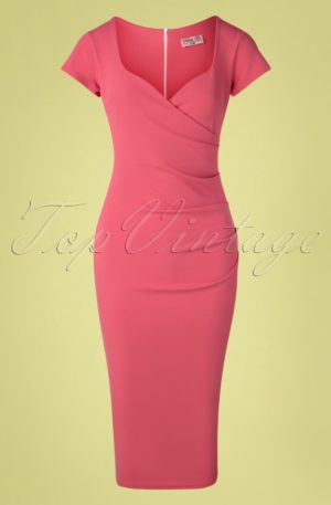 50s Violetta Pencil Dress in Rose Pink