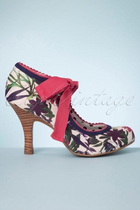 50s Willow Floral Pumps in Sage