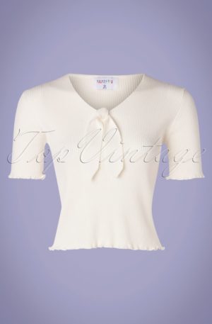 60s Lazo Knitted Top in Ivory White