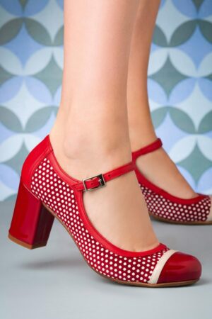 Charol Leder Mary Jane Pumps in Rot
