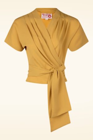 Darla Short Sleeve Wrap Bluse in Senf