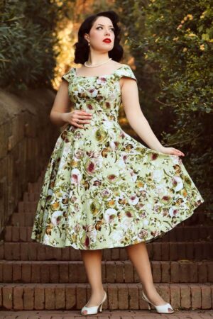 Emilia Floral Swing Kleid in Grün