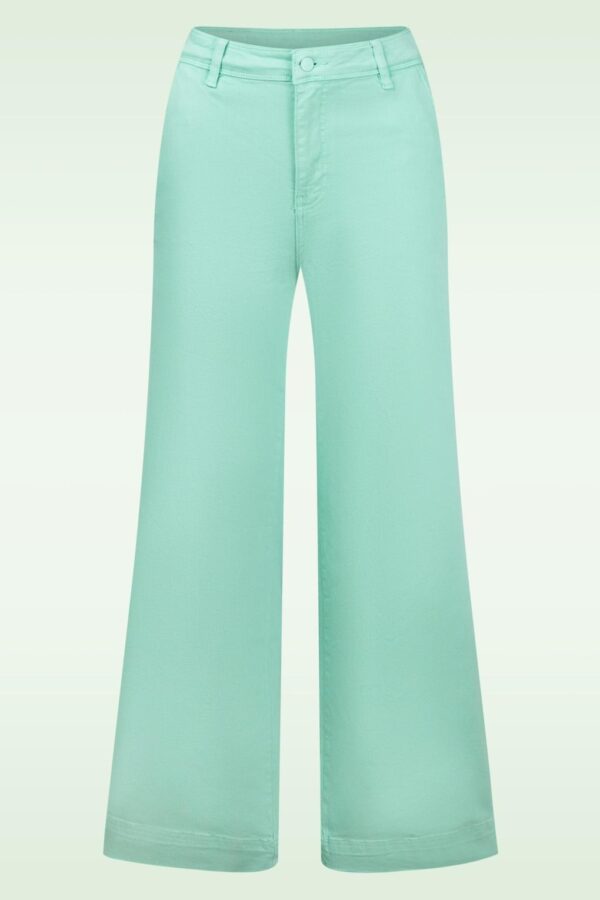 Lide Flared Denim Hose in Mint