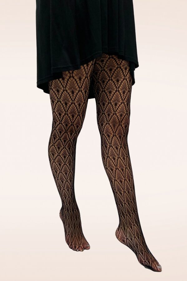 Peacock Feather Netzstrumpfhose in Schwarz