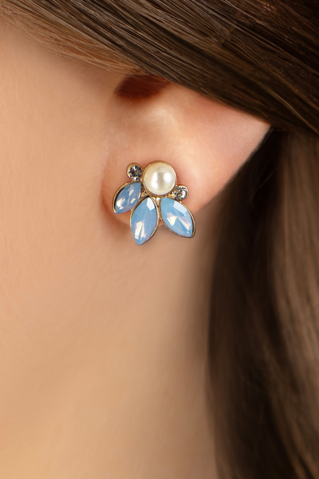 Pearly Leaves Ohrringe in Blau