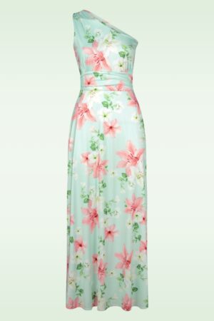 Olga Flowers One Shoulder Maxikleid in Mint