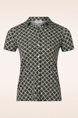 Joanna Graphic Top in Schwarz und Beige