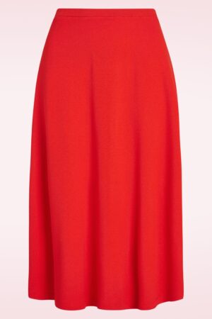 Juno Milano Crepe Midi Rock in Feuerrot