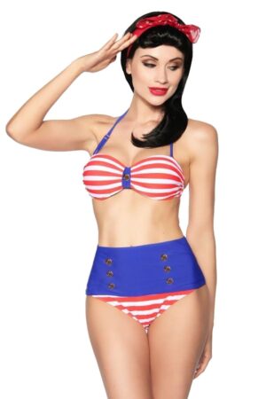 Samegame Bandeau-Bikini Vintage Marine Push-Up Bandeau-Bikini