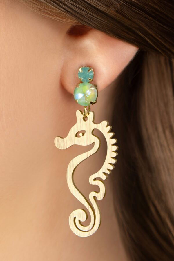 Seahorse Dangle Ohrringe in Mint und Gold