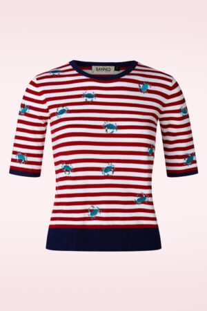 Stripe Crab Pullover in Rot und Blau