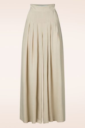 Topvintage exclusiv ~ Harper Kat Leinen Palazzo Hose in Beige