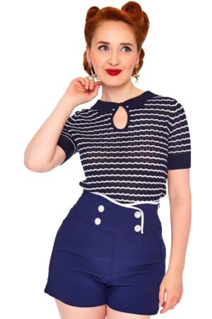 Voodoo Vixen Shirttop Scallop Stripe and