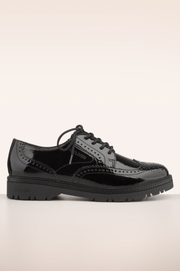 Abigail Brogue-Schuhe in schwarzem Lack
