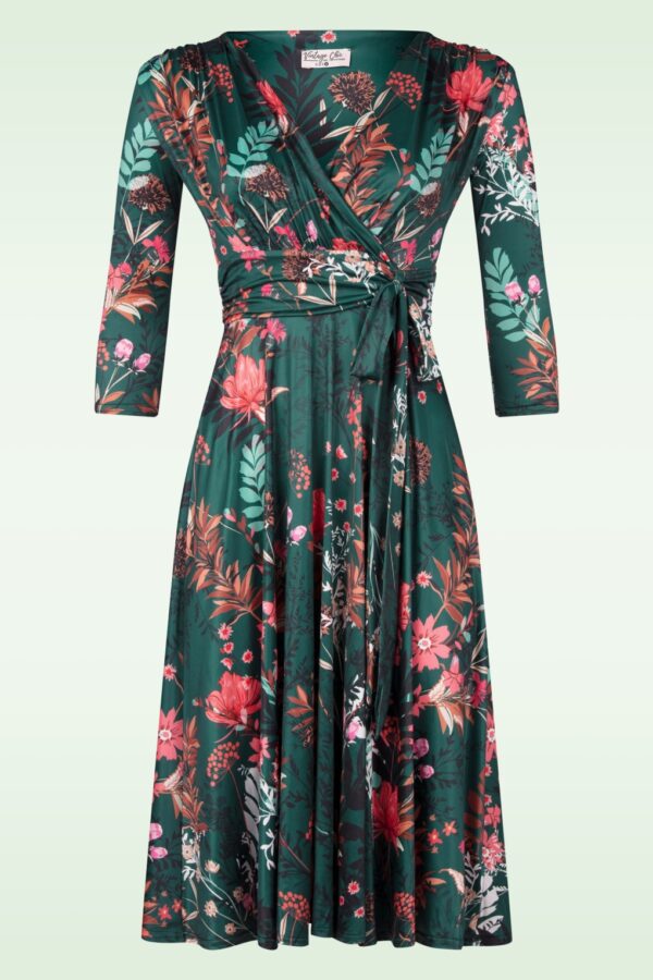 Aria Floral Swingkleid in Smaragdgrün