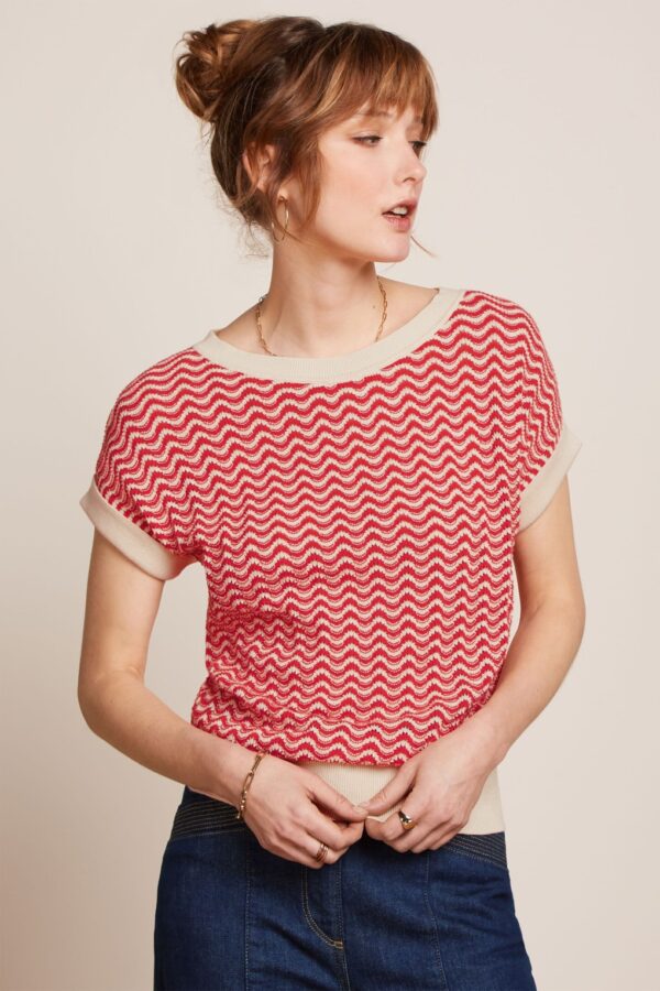 Boatneck Tide Top in Feuerrot
