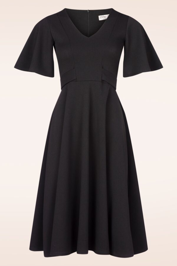 Brenda Schmetterlingsärmel Swingkleid in Schwarz