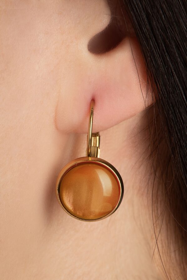 Goldplated Dot Ohrringe in Ingwer