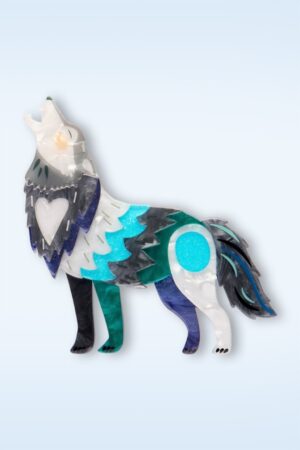 The Gallant Gray Wolf Brosche