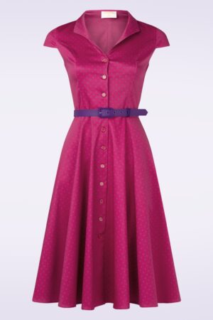 Topvintage exklusiv ~ Angie Polka Dot Swingkleid in Bordeaux