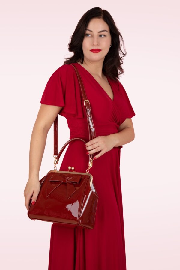 Amerikanische Vintage Lacktasche in Burgund