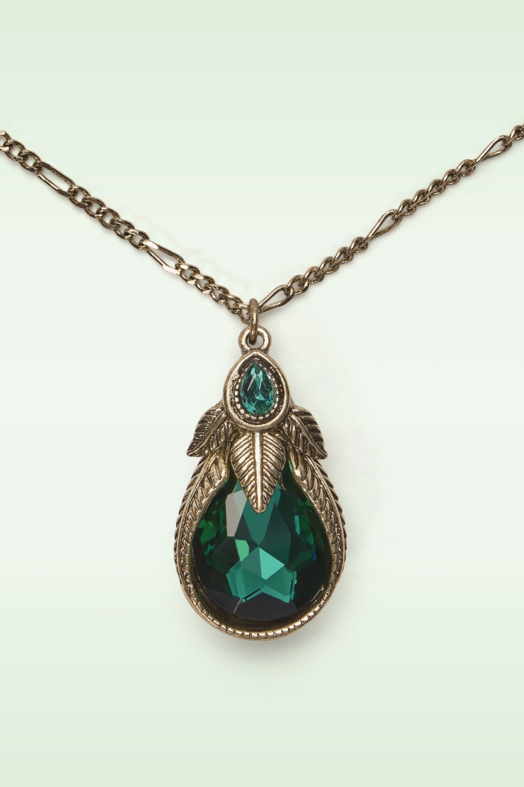Art Nouveau Palm Leaf Kette in Smaragd