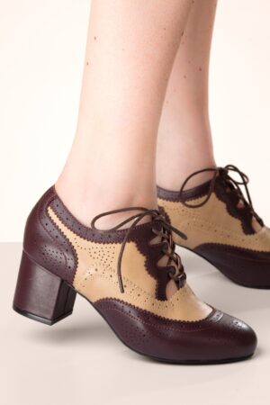 Ava Tailored Elegance Schnürstiefeletten in Aubergine und Taupe