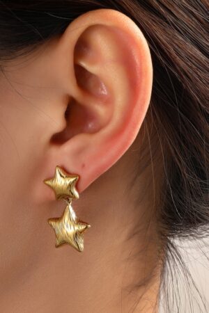 Double Star Stud Earrings in Gold