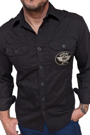 GASOLINE BANDIT® Jeanshemd mit Stickpatch und