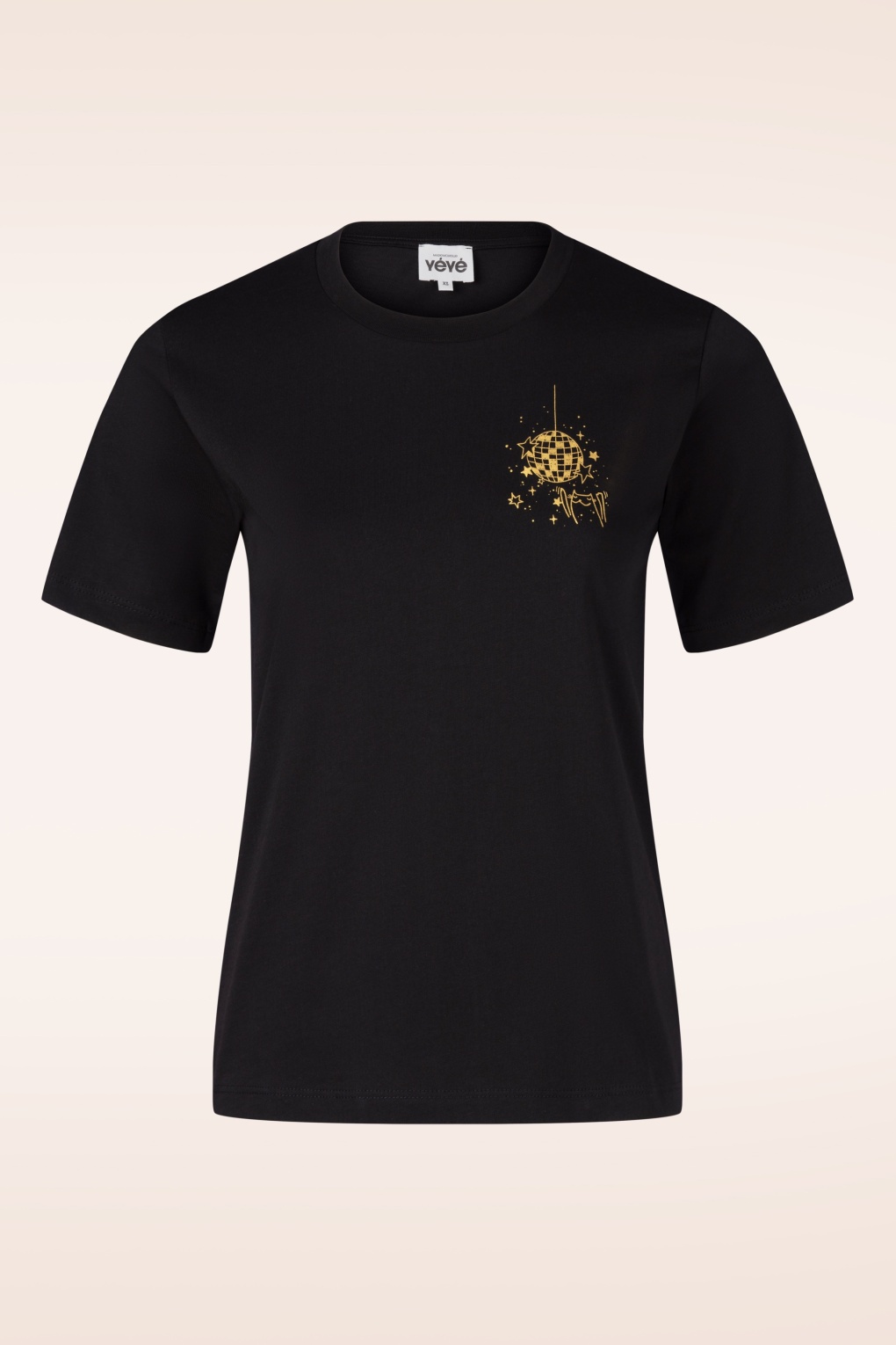 Glitzerndes Discoball-T-Shirt in Schwarz