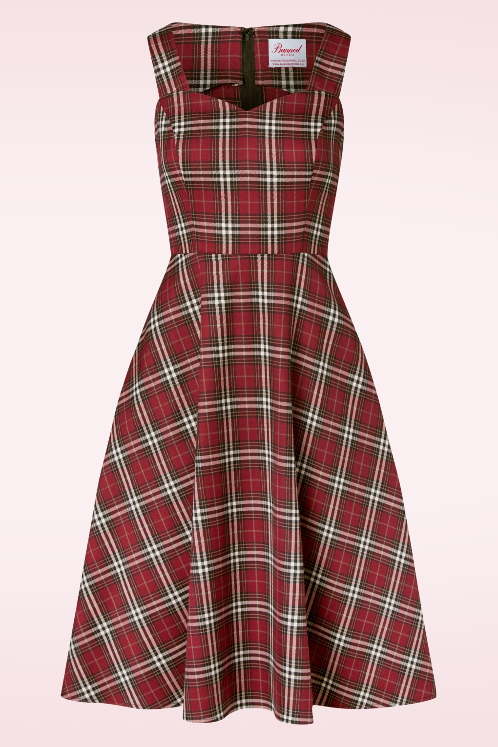 Kariertes Swing Winterkleid in Rot