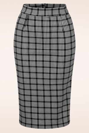 Loreen Checkered Bleistiftrock in Schwarz und Weiß