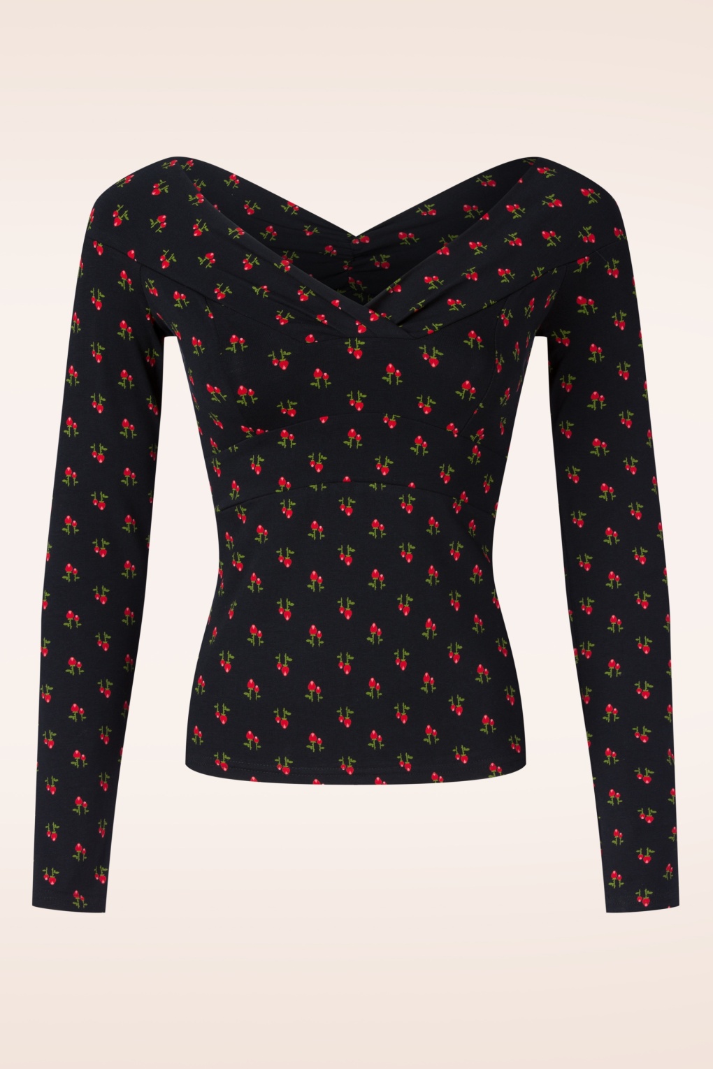 Lovebirds Kiss Top in Rot Hagebutte Schwarz.