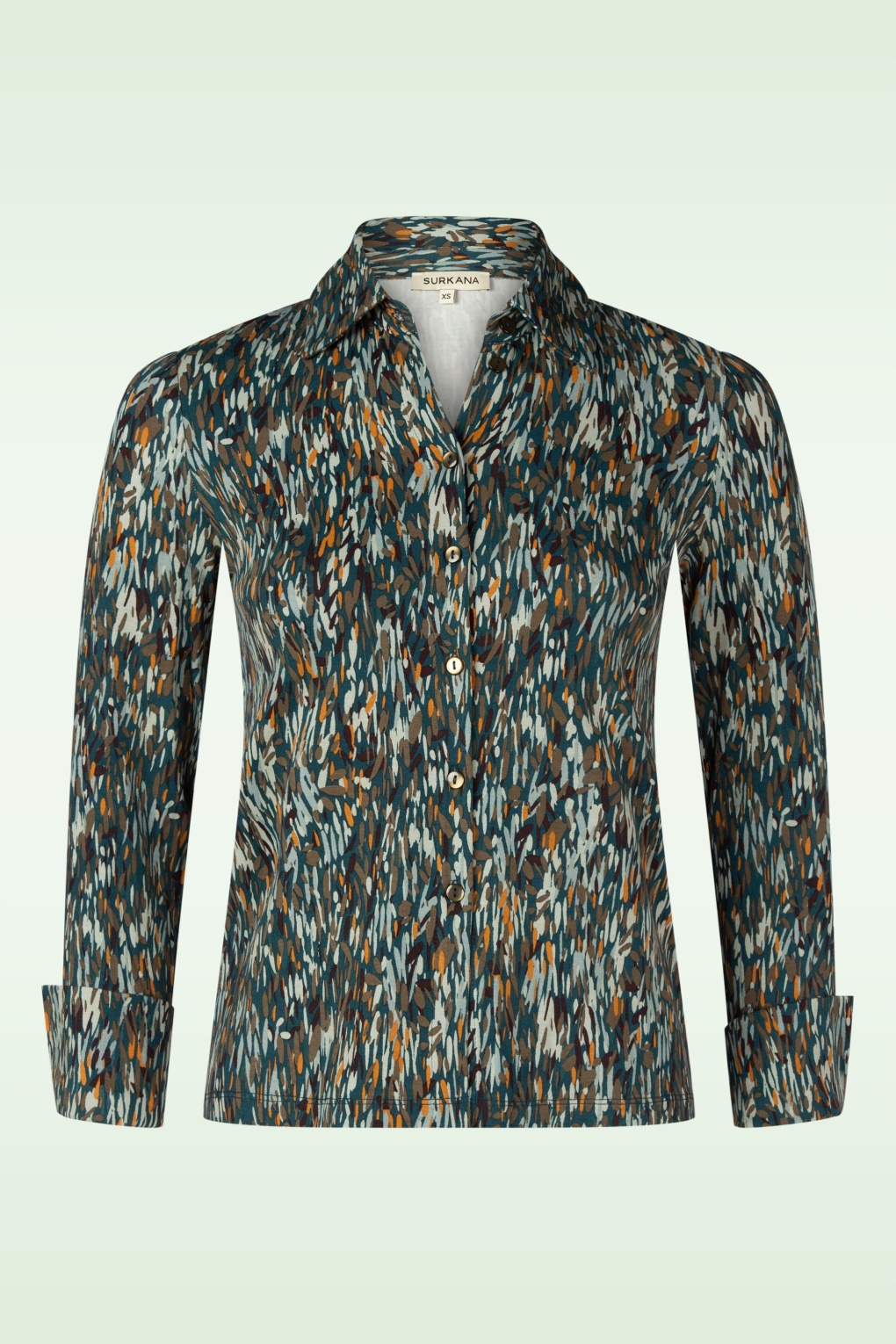 Mary Graphic Print Bluse in Petrolblau